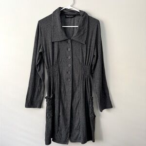 Philosophy Australia Gray ling sleeve Dress Collared, pockets, Button down Sz 12